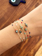 Evil Eye Chain Bracelet, Seed Beads Bracelet, Evil Eye Jewelry - Evileyefavor
