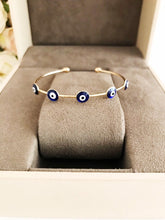 Blue Evil Eye Bangle Bracelet, Gold Bangles, Cuff Bracelet - Evileyefavor