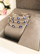 Blue Evil Eye Bangle Bracelet, Gold Bangles, Cuff Bracelet - Evileyefavor