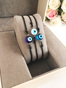 Murano Glass Evil Eye Bracelet, Blue Evil Eye Bracelet, Thread Bracelet - Evileyefavor