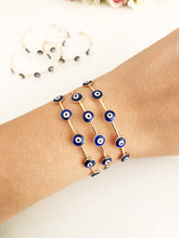 Blue Evil Eye Bangle Bracelet, Gold Bangles, Cuff Bracelet - Evileyefavor