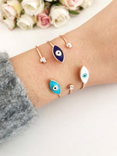 Greek Evil Eye Bracelet, White Blue Evil Eye Bead, Bangle Bracelet - Evileyefavor