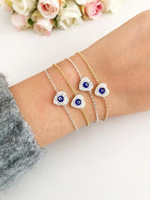 Heart Evil Eye Bracelet, Minimalist Bracelet, Gold Silver Chain Bracelet - Evileyefavor