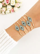 Gold Adjustable Bracelet, Evil Eye Bracelet, Greek Jewelry - Evileyefavor