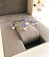 Adjustable Evil Eye Ring, Gold Silver Statement Ring, Zircon Ring - Evileyefavor