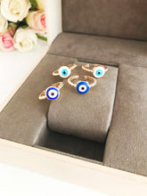 Adjustable Evil Eye Ring, Minimalist Ring, Blue White Evil Eye Bead - Evileyefavor