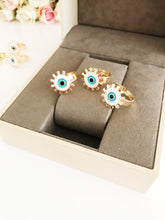 Adjustable Evil Eye Ring, White Evil Eye Charm, Gold Evil Eye Ring - Evileyefavor