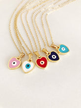 Heart Evil Eye Necklace, Gold Enamel Necklace, Evil Eye Jewelry - Evileyefavor