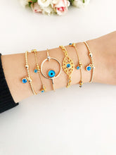 Gold Evil Eye Bracelet, Evil Eye Bangle Bracelet, Blue Evil Eye Bead - Evileyefavor