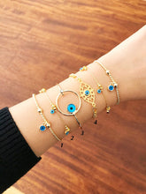 Gold Evil Eye Bracelet, Evil Eye Bangle Bracelet, Blue Evil Eye Bead - Evileyefavor