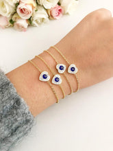 Heart Evil Eye Bracelet, Minimalist Bracelet, Gold Silver Chain Bracelet - Evileyefavor