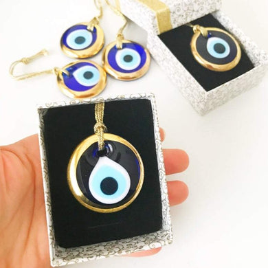 Gold evil eye bead, evil eye bead in box, cardboard box wedding favor, Wedding