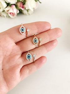 Adjustable Ring, Evil Eye Ring, Evil Eye Charm Ring, Evil Eye Jewelry
