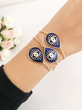 Blue Evil Eye Bracelet, Evil Eye Jewelry, Gold Adjustable Bracelet - Evileyefavor