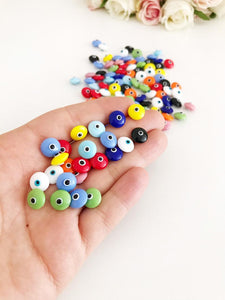 Evil Eye Beads, BULK 10 to 100 beads, Glass Evil Eye Glass Cabs