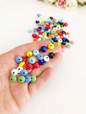 Rainbow Evil Eye Cabochons, Evil Eye Glass Cabs, DIY Jewelry Supplies - Evileyefavor