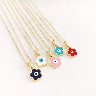 Evil Eye Clover Necklace, Gold Dainty Necklace, Evil Eye Jewelry - Evileyefavor
