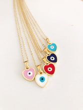 Heart Evil Eye Necklace, Gold Enamel Necklace, Evil Eye Jewelry - Evileyefavor