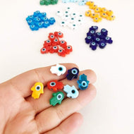 Glass hamsa evil eye spacer bead - 10pcs - Evileyefavor