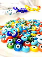 6mm to 12mm Evil Eye Glass Beads, Flat Evil Eye Beads, Evil Eye Jewelry Making