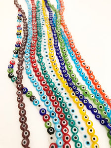 Evil Eye Beads, 6mm, BULK strand of 60 to 600 beads, Flat Round Beads - Evileyefavor