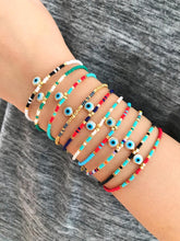 Evil Eye Bracelet, Seed Beads Bracelet, Blue Evil Eye Bead, Colorful Miyuki Beads - Evileyefavor