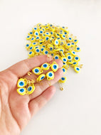 Yellow Evil Eye Bead, Evil EYE Safety Pin, Plastic Bead - Evileyefavor