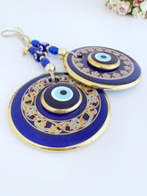 Patterned Evil Eye Wall Hanging, Blue Evil Eye Home Decor, Elegant Wall Decor - Evileyefavor