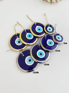 Evil Eye Beads, 7cm to 13cm, Gold Silver Evil Eye, Blue Glass Evil Eye Decor - Evileyefavor