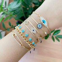 Gold Evil Eye Bracelet Set, Bangle Bracelet, Evil Eye Jewelry, Blue Evil Eye - Evileyefavor