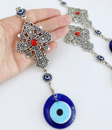 Cross Evil Eye Wall Hanging, Evil Eye Home Decor, Religious Wall Decor - Evileyefavor