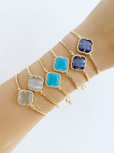 Clover Bracelet, Gemstone Bracelet, Adjustable Clover Bracelet, Birthstone - Evileyefavor