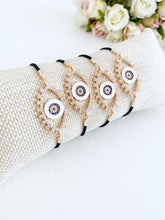 Eye shaped Evil Eye Bracelet, Adjustable Greek Evil Eye Bracelet, Rose Gold - Evileyefavor