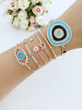 Evil Eye Bracelet, Bangle Bracelet, Turquoise Bead Bracelet, Greek Evil Eye - Evileyefavor