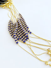 Birthstone crystal bracelet, gold chain bracelet, sapphire bead, blue topaz bead - Evileyefavor