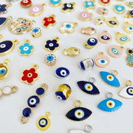 Evil Eye Charm, BULK enamel evil eye charm, 63 different styles - Evileyefavor