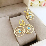 Gold Evil Eye Hoop Earrings, Evil Eye Hoop, Greek Evil Eye - Evileyefavor