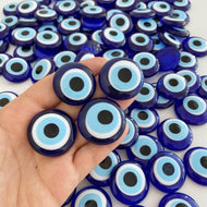 Blue Evil Eye Bead, 5 to 100 pcs, Glass Beads without Holes, Wedding Favors - Evileyefavor