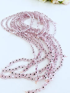 6mm pink evil eye beads, flat round evil eye beads, BULK strand beads 60 to 600 - Evileyefavor