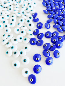 Evil Eye Beads, BULK 10 to 100 beads, Glass Evil Eye Glass Cabs