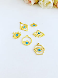 Gold Evil Eye Charm, Evil Eye Necklace Charm, Gold Evil Eye Pendant