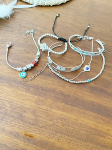 Silver Evil Eye Bracelet, Evil Eye Cuff Bracelet, Greek Evil Eye Jewelry