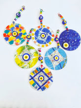 Handmade Glass Evil Eye Wall Hanging, Fused Glass Wall Decor, Lampwork