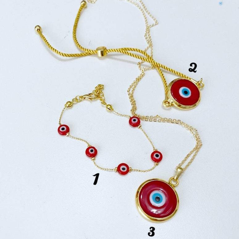 Red Evil Eye Choker Necklace - Vee's Gothic & Mystic Jewelry
