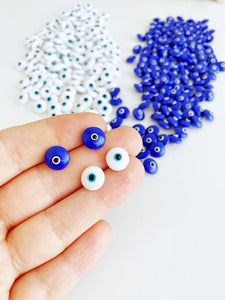 Evil Eye Beads, BULK 10 to 100 beads, Glass Evil Eye Glass Cabs