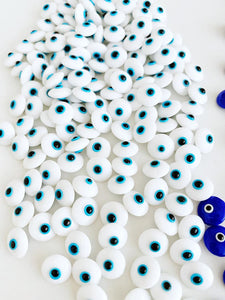 Evil Eye Beads, BULK 10 to 100 beads, Glass Evil Eye Glass Cabs