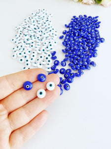 Evil Eye Beads, BULK 10 to 100 beads, Glass Evil Eye Glass Cabs