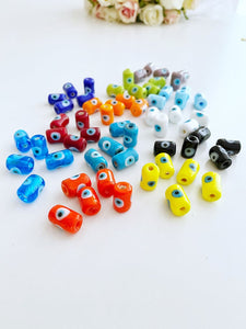 5 pcs Blue Evil Eye Tube Beads, BULK Evil Eye Murano Bead, Evil Eye Jewelry Supplies