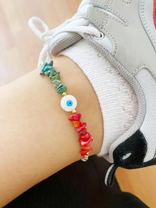 Evil Eye Anklet, Seed Beads Anklet, Anklet Bracelet, Baroque Beads