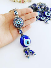 Blue Evil Eye Keychain, Ceramic Ball Charm Keychain, Evil Eye Key Ring